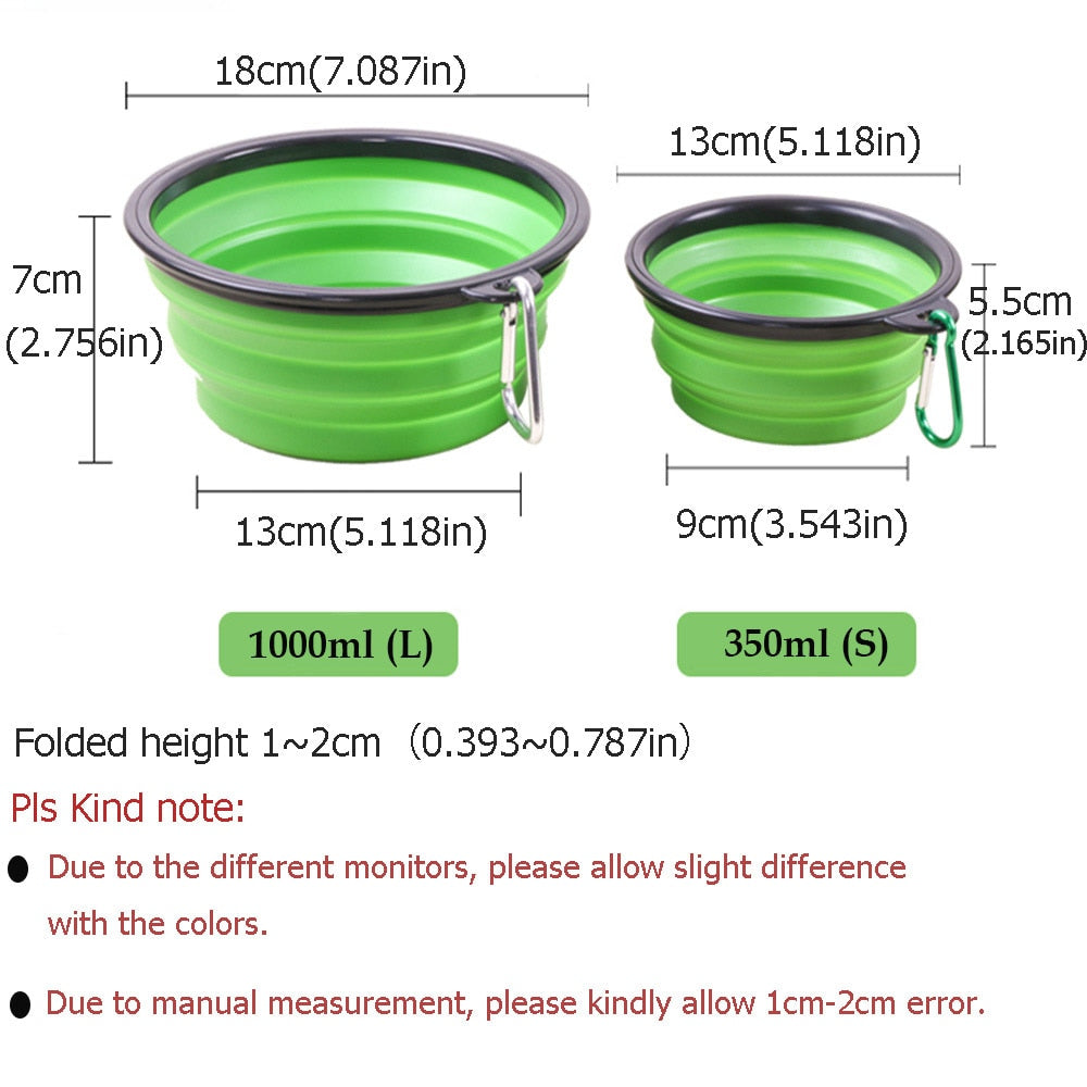 1000ML Pet Bowl Folding Silicone Travel Dog Bowls Walking Portable Water Bowl For Small Medium Dogs Cat Bowls Pet Eating Dishes