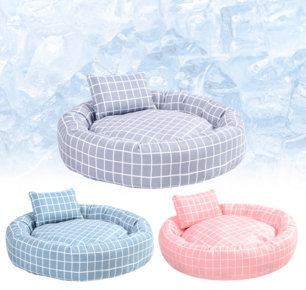 Pet Supplies Winter Plaid Pet Nest Small Round Nest with Pillow Cat Den Dog Den