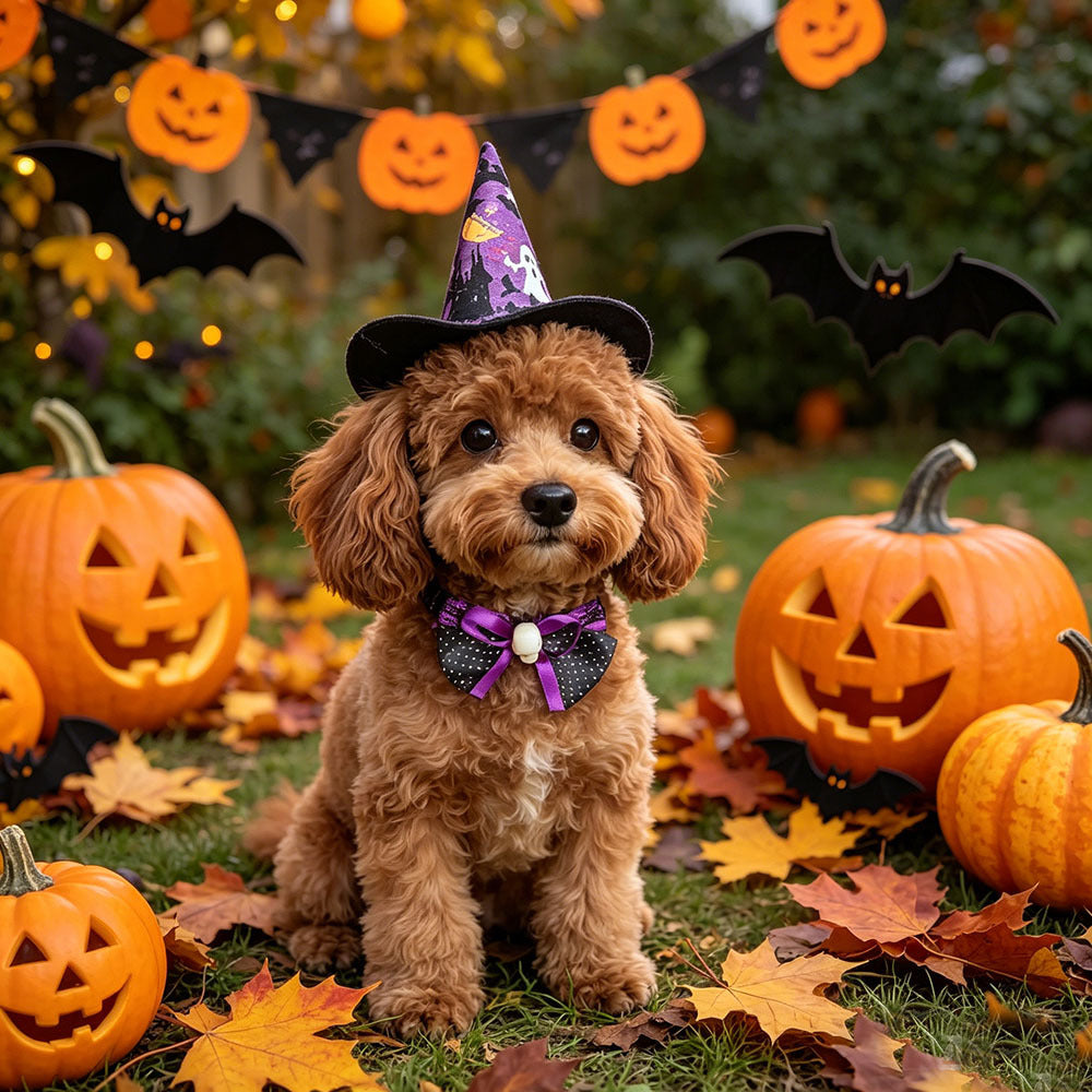 Fashion Halloween Pet Bat Wings Hat Bow Tie Set for Cats and Dogs