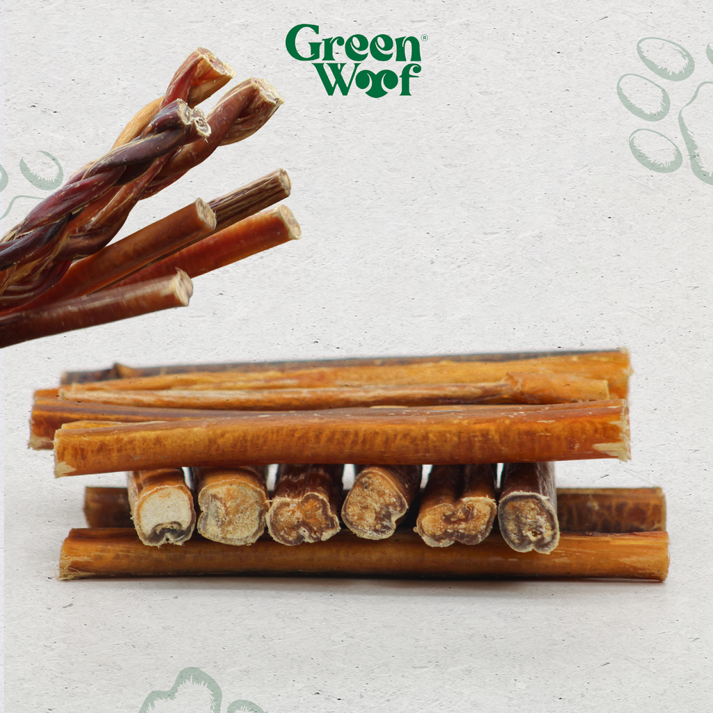 Green Woof Braided Bully Sticks for Dogs – Natural Beef Chew