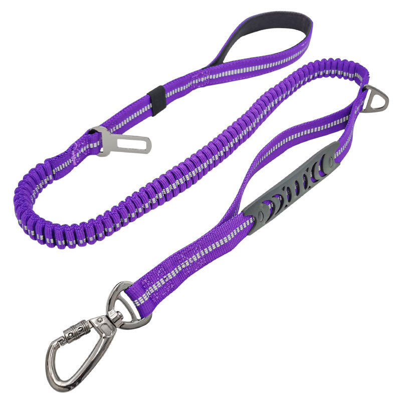2.5*135CM New Pet Supplies Factory Elastic Dog Leash with Reflective Car Safety Belt for Dogs