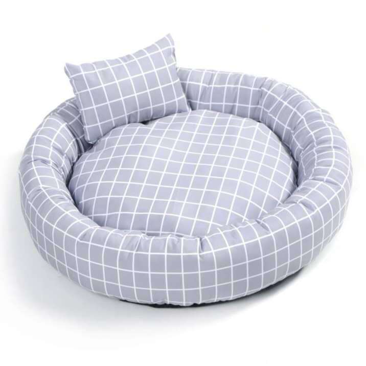 Pet Supplies Winter Plaid Pet Nest Small Round Nest with Pillow Cat Den Dog Den