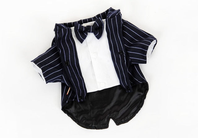 Dog Clothes Pet Shirt Striped Suit Jacket Coat Wedding Tuxedo Suit With Bow Tie Clothing 200