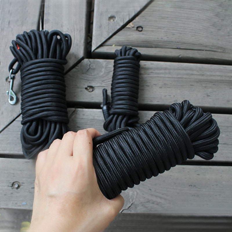 Black Nylon Dog Leash Long Tracking Round Rope Outdoor  Walking Training Pet Lead Leashes For Medium Large Dogs 5M/10M/15M