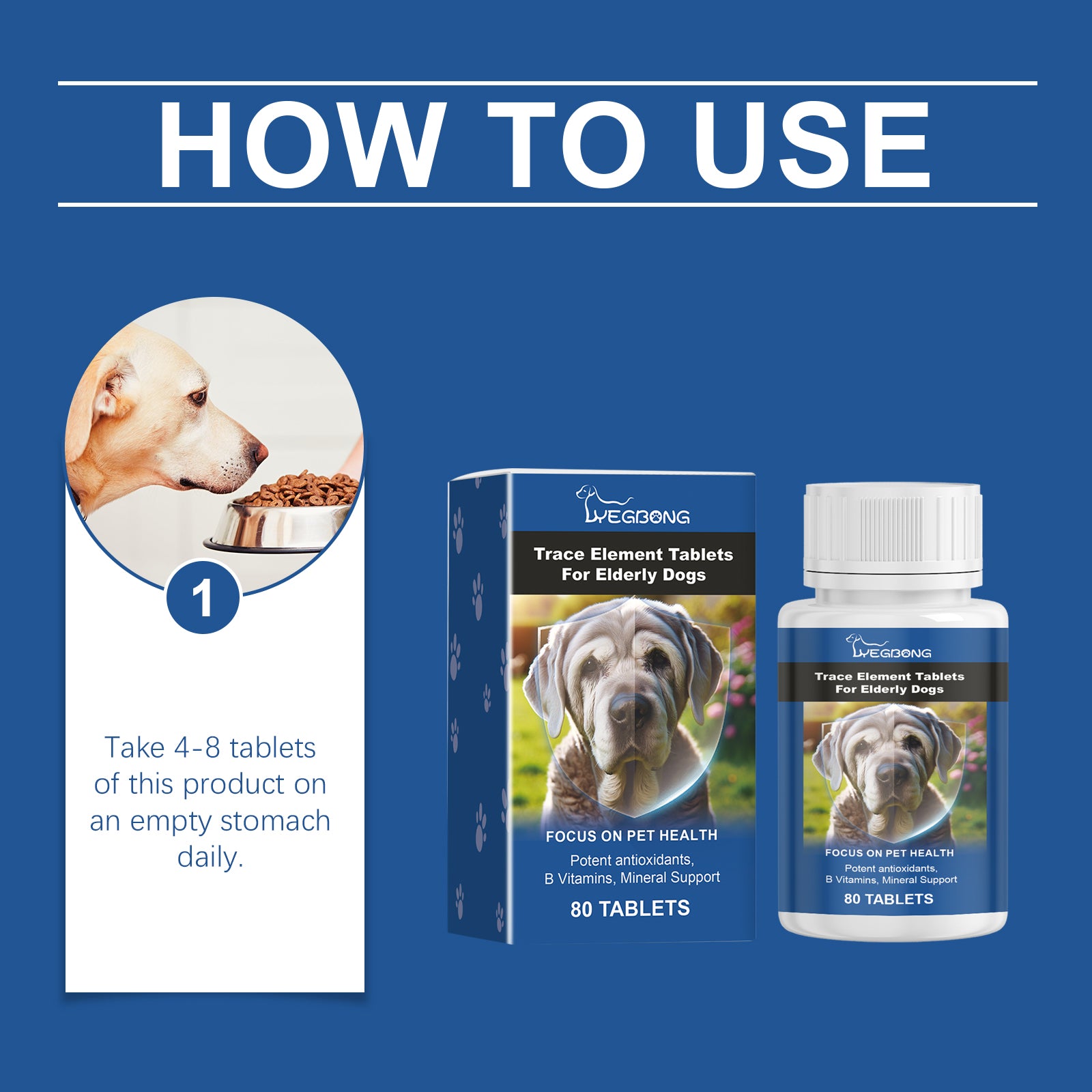 Yegbong Trace Element Tablets For Elderly Dogs, Nerve To Promote Overall Health Calcium Supplement Elderly Dog Care Calcium Tablets