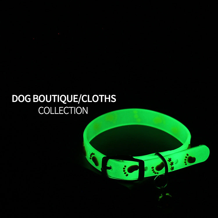 Pet Collars Cat and Dog Luminous Bell Collars Adjustable Rubber Luminous Dog Walking Supplies