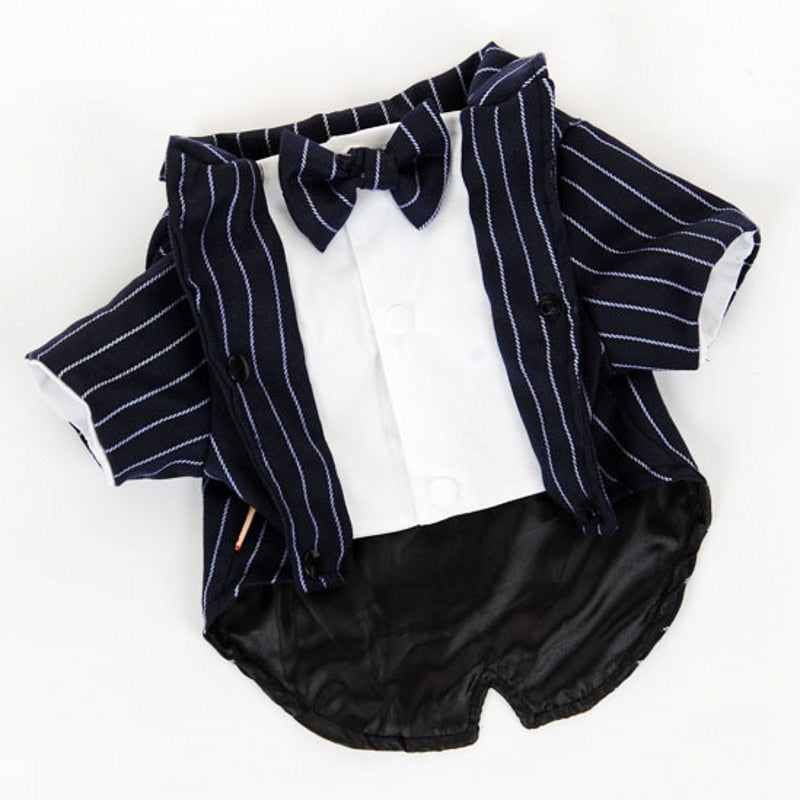 Dog Clothes Pet Shirt Striped Suit Jacket Coat Wedding Tuxedo Suit With Bow Tie Clothing 200
