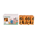 Orange and green pet garbage bags for dogs to pick up feces and defecate