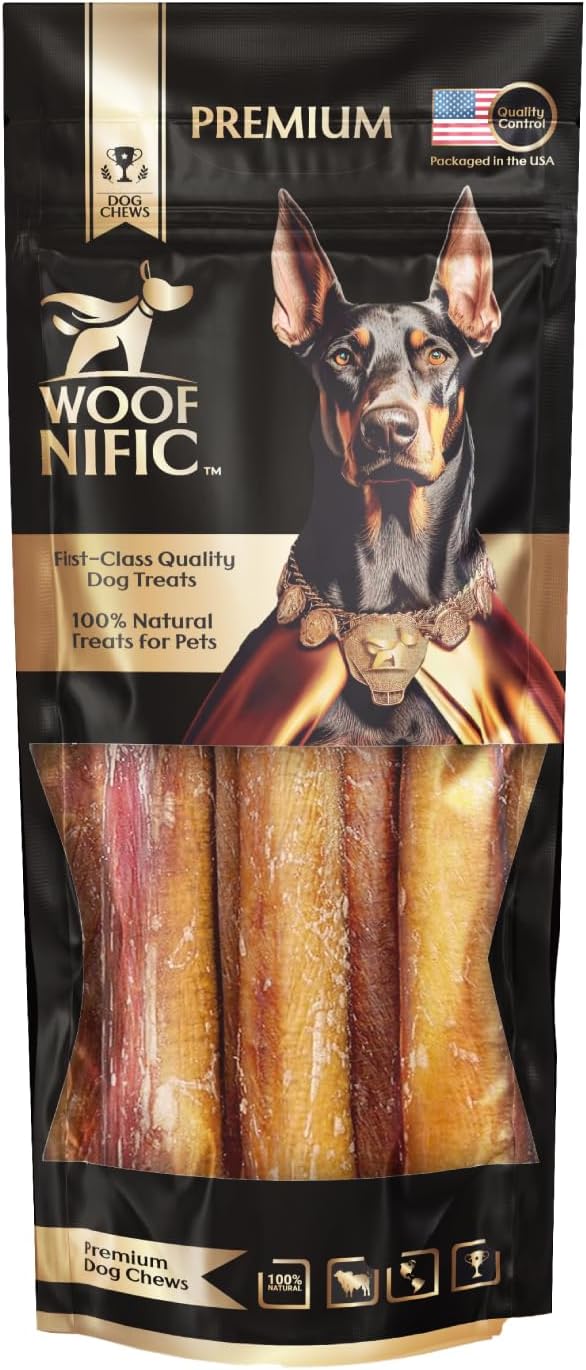 Woof Nific Straight Bully Sticks for Dogs – Natural Beef Chew