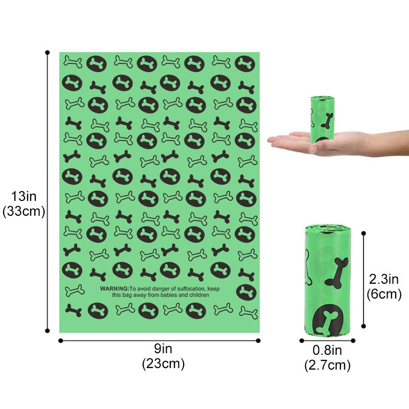 Orange and green pet garbage bags for dogs to pick up feces and defecate