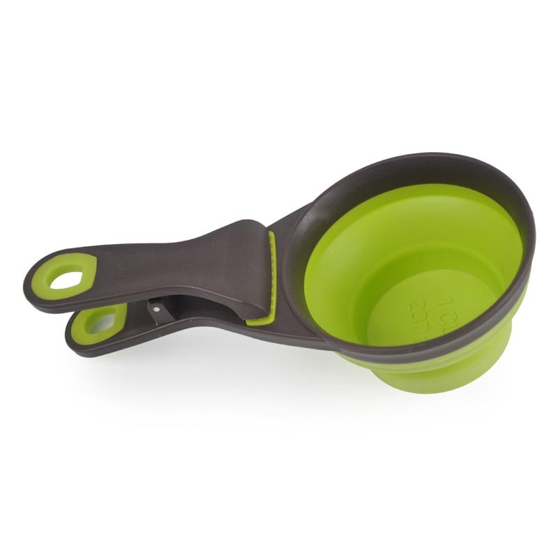 Multifunctional Folding Silicone Dog Bowl Feeder Portable Pet Food Container Measuring Cup Spoon Dogs Feed Storage Tool