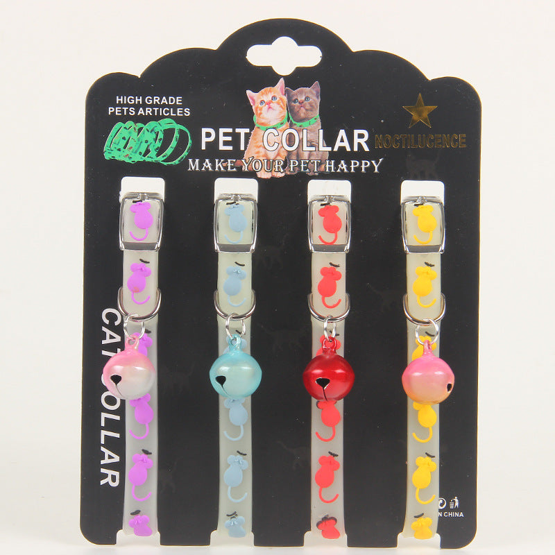 Pet Collars Cat and Dog Luminous Bell Collars Adjustable Rubber Luminous Dog Walking Supplies