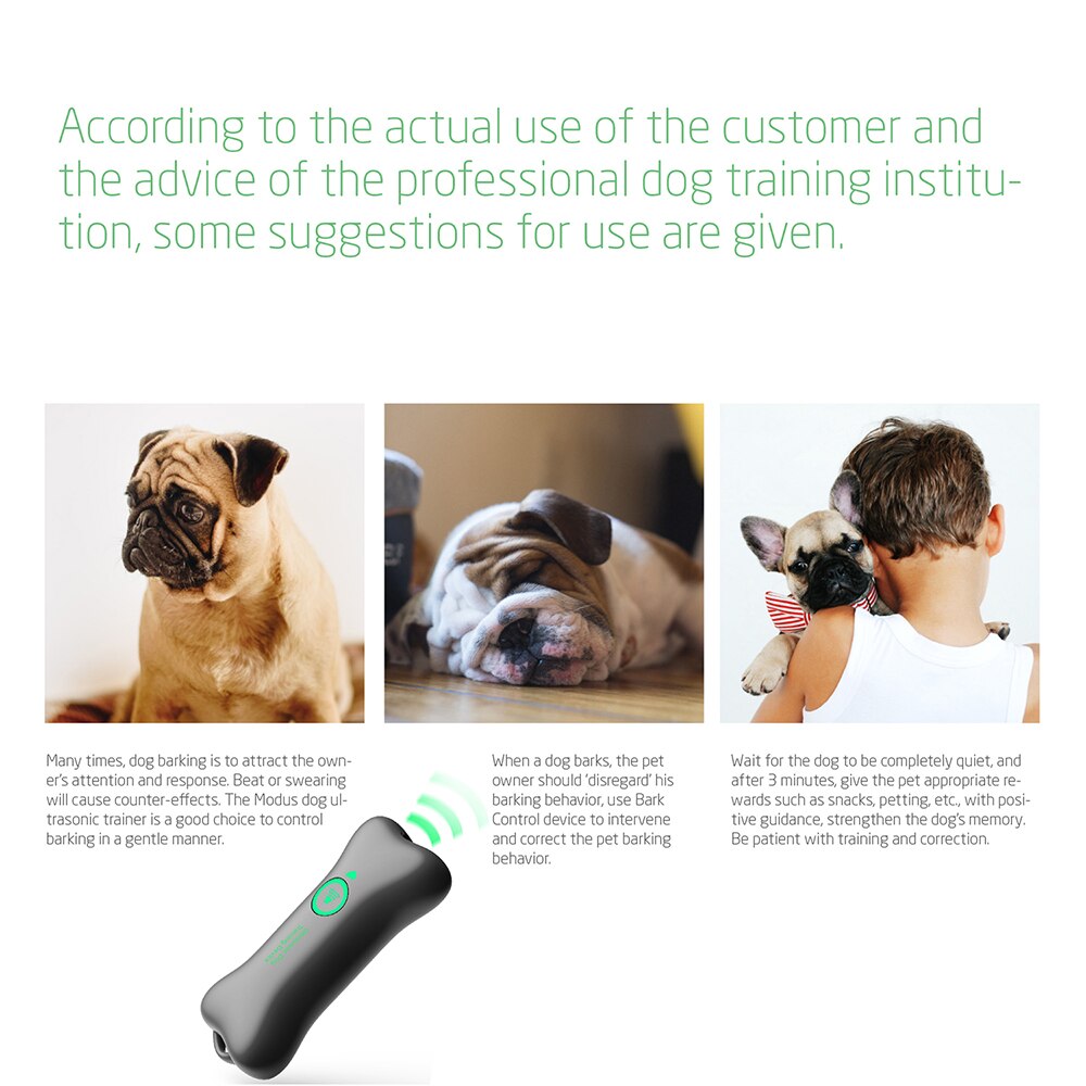 Ultrasonic Dog Repeller Rechargeable Anti Barking Pet Control Device Hand-Held Dogs Behavior Training Tool