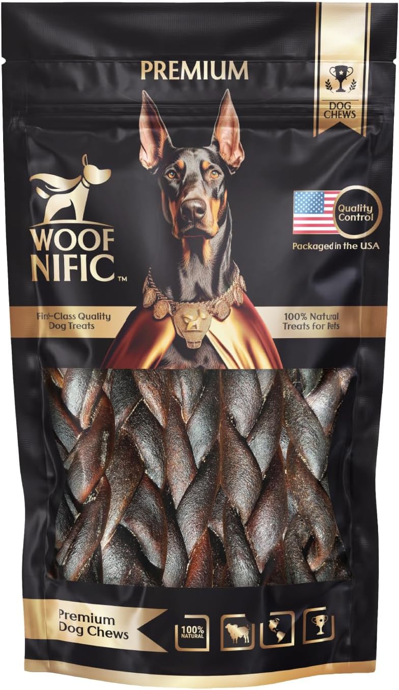 Woof Nific Braided Collagen Sticks for Dogs – Natural Beef Chew