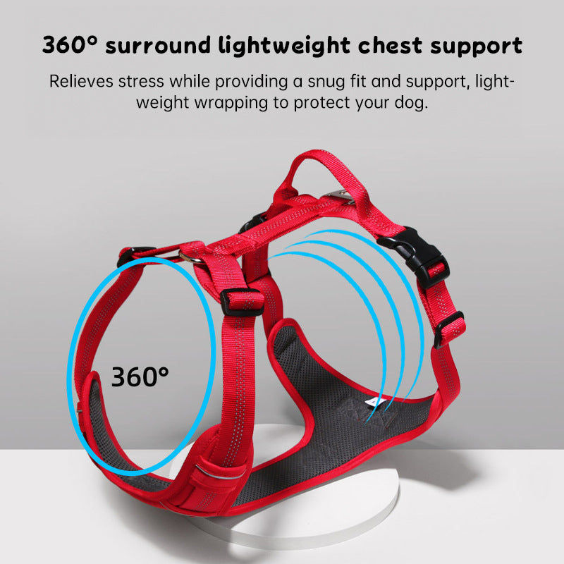 Breathable Reflective Dog Harness Vest, Outdoor No-Pull Escape-Proof Harness with Leash for Large & Medium Dogs