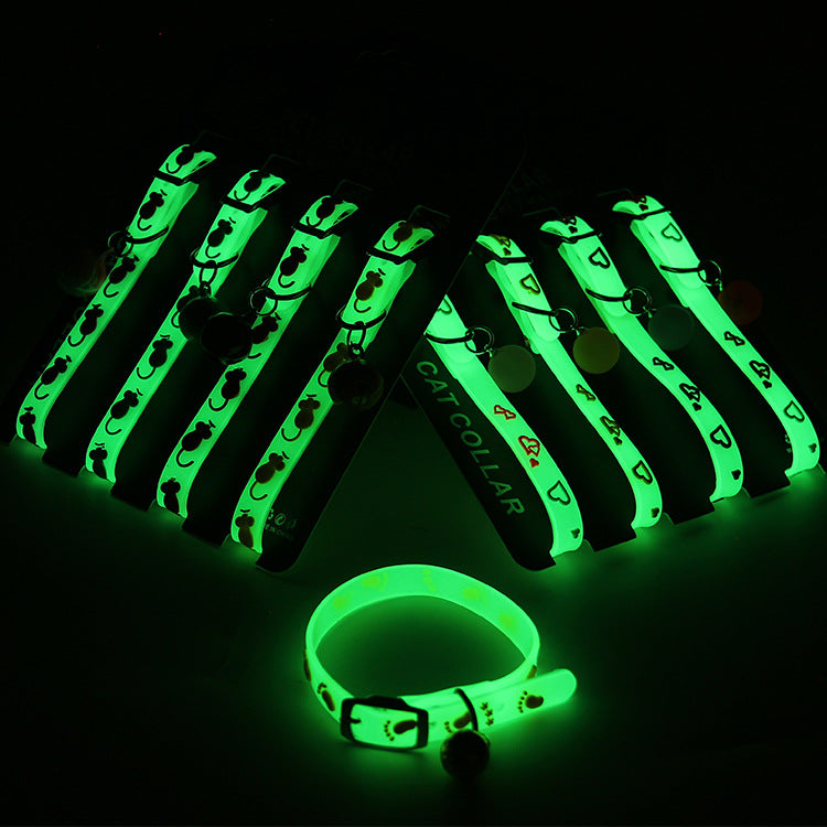 Pet Collars Cat and Dog Luminous Bell Collars Adjustable Rubber Luminous Dog Walking Supplies