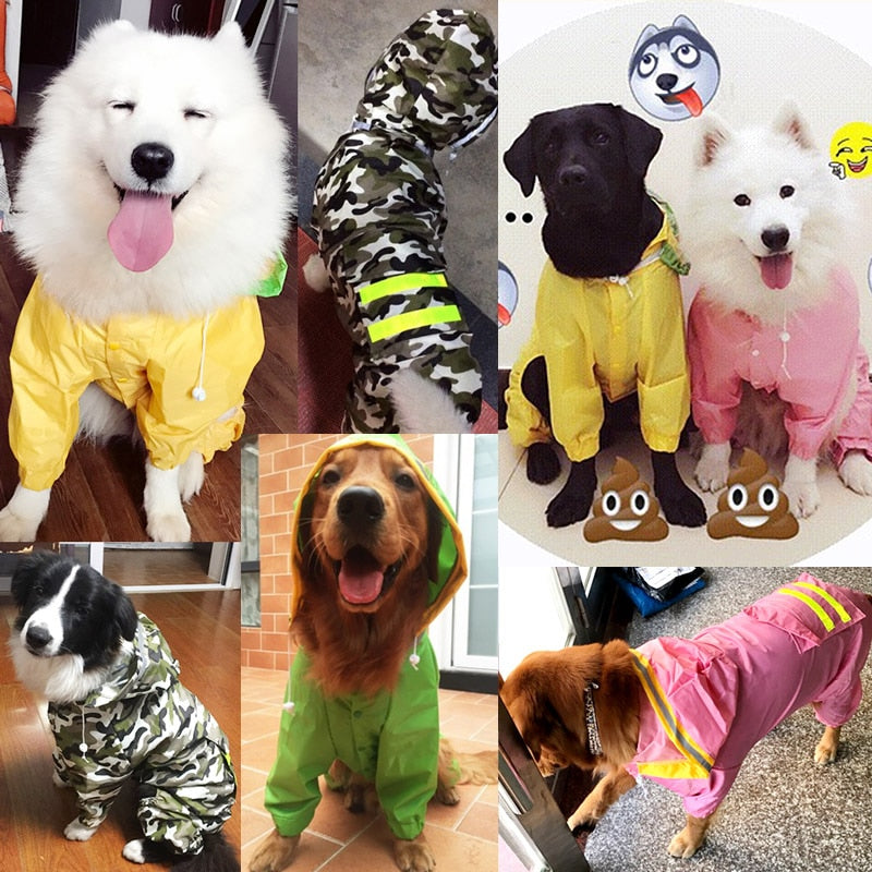 Dog Raincoat Jumpsuit Rain Coat for Dogs Pet Cloak Labrador Waterproof Golden Retriever Jacket