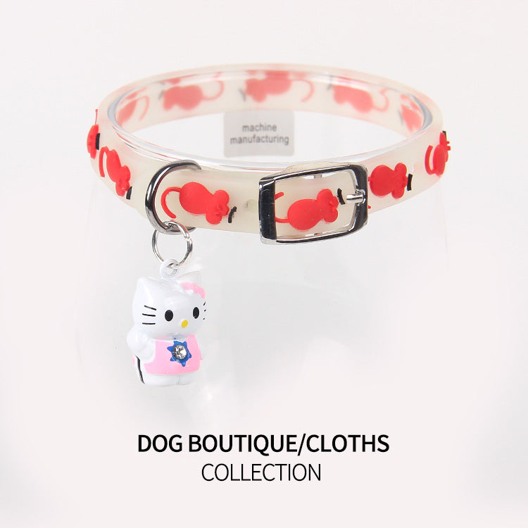 Pet Collars Cat and Dog Luminous Bell Collars Adjustable Rubber Luminous Dog Walking Supplies