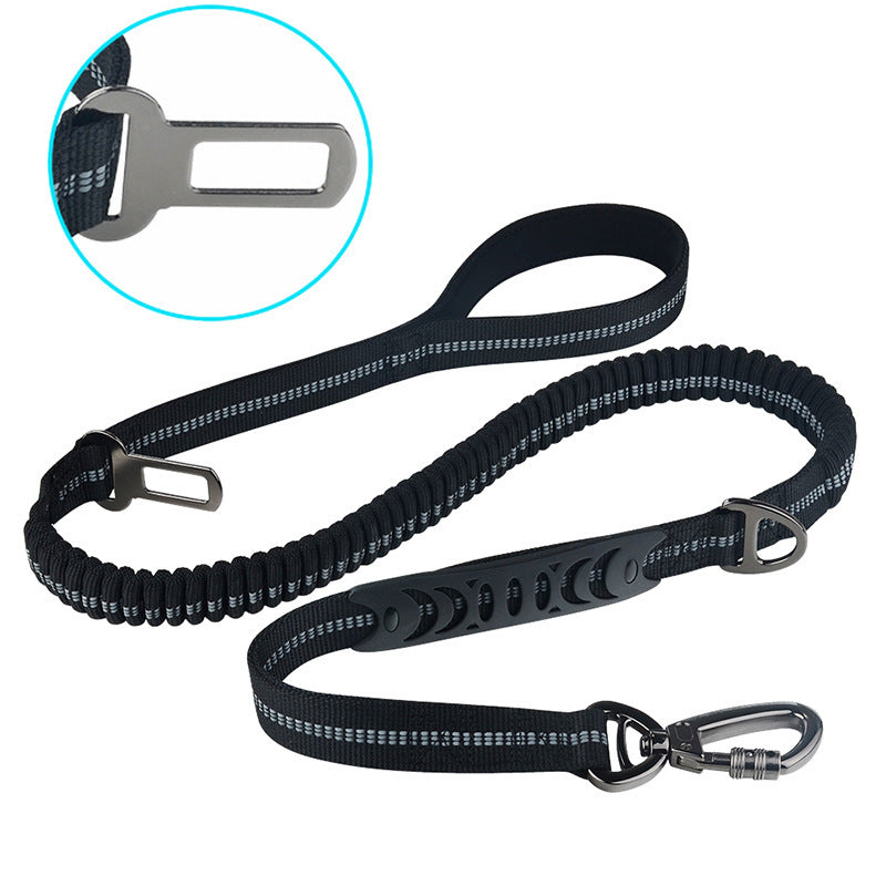 2.5*135CM New Pet Supplies Factory Elastic Dog Leash with Reflective Car Safety Belt for Dogs