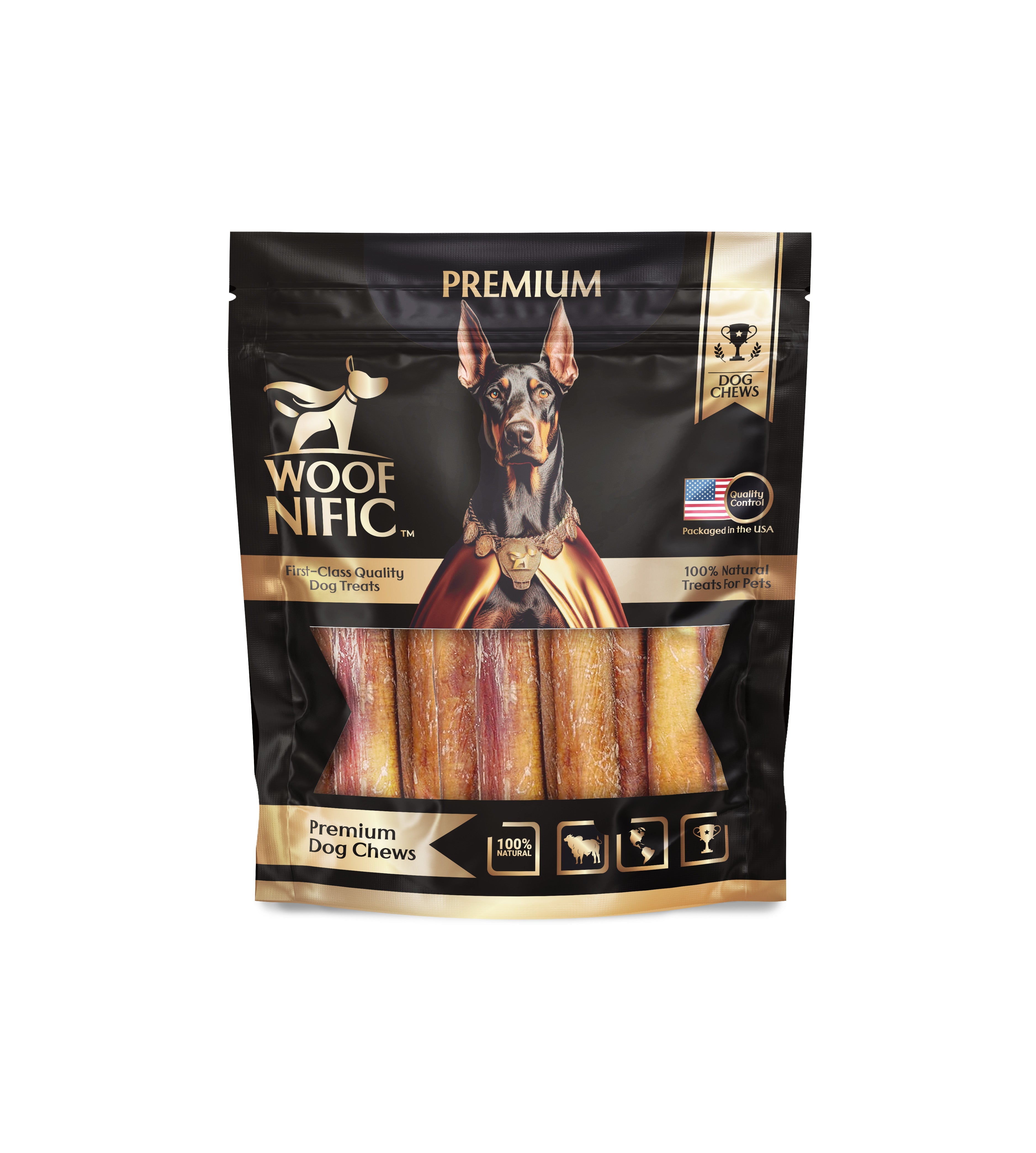 Woof Nific Straight Bully Sticks for Dogs – Natural Beef Chew
