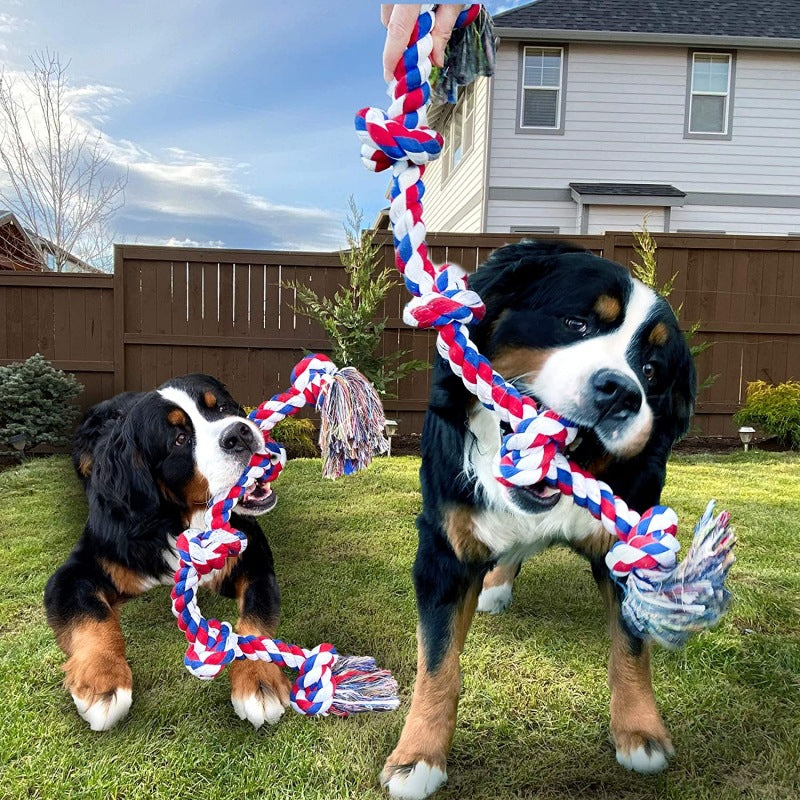 Large Dog Pet Toy Durable Chew Cotton Rope Five-Knot Dog Pet Supplies for Dogs and Cats