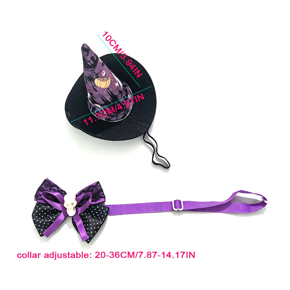 Fashion Halloween Pet Bat Wings Hat Bow Tie Set for Cats and Dogs