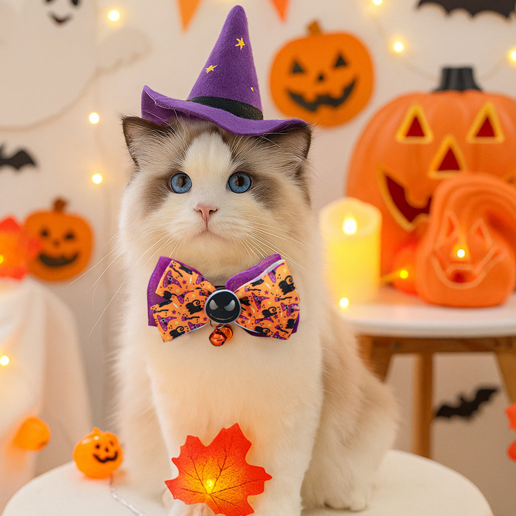 Pet Accessories Halloween Cat Dog Decoration Collar Funny Glow-in-the-Dark Skull Dog Bow Tie Collar