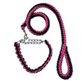Double Strand Rope Large Dog Leashes Metal P Chain Buckle Contrast  Colorful Pet Traction Rope Collar Set Firm 1.2m Length