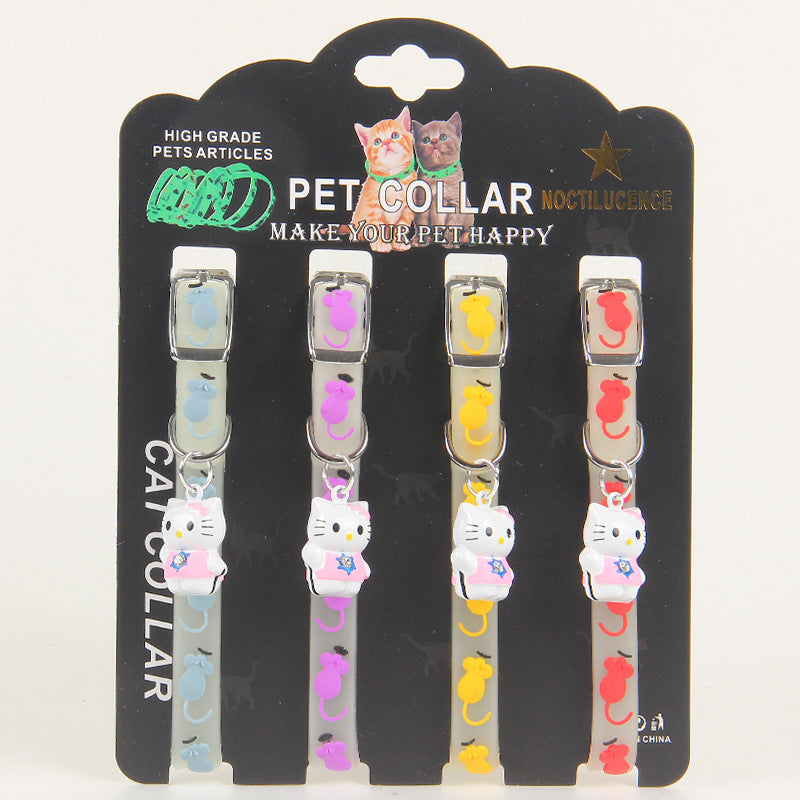 Pet Collars Cat and Dog Luminous Bell Collars Adjustable Rubber Luminous Dog Walking Supplies