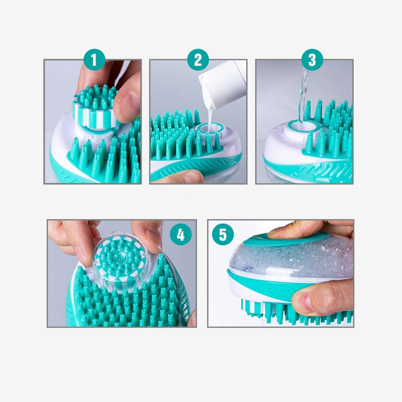Pet Dog Bath Brush Comb Pet SPA Massage Brush Soft Silicone Dogs Cats Shower Hair Grooming Cmob Dog Cleaning Tool Pet Supplies
