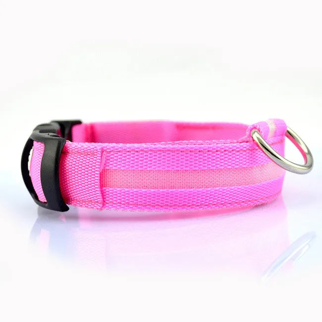 Nylon LED Pet Dog Collar,Night Safety Flashing Glow In The Dark Dog Leash,Dogs Luminous Fluorescent Collars Pet Supplies 4.7